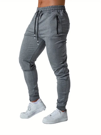 3 Pcs Men Jogger Cotton Sweatpants Slim Fit Elastic Drawstring Zipped Pockets Sports Apparel for Gym Running Workout