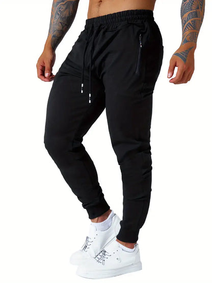 3 Pcs Men Jogger Cotton Sweatpants Slim Fit Elastic Drawstring Zipped Pockets Sports Apparel for Gym Running Workout