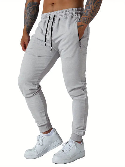 3 Pcs Men Jogger Cotton Sweatpants Slim Fit Elastic Drawstring Zipped Pockets Sports Apparel for Gym Running Workout