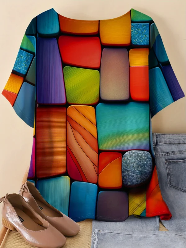 Bold Multicolor Casual Tee for Everyday Wear - Image 2