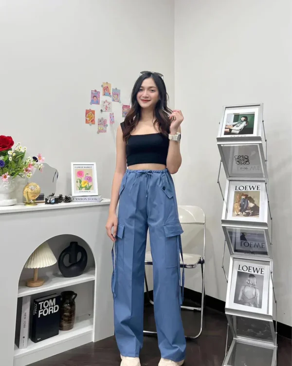 (PACK - 3) SALE LIVE !! Women's Stylish Graceful Flat Front Casual Straight-leg Trousers pants with Pockets - Image 2