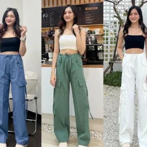 (PACK - 3) SALE LIVE !! Women's Stylish Graceful Flat Front Casual Straight-leg Trousers pants with Pockets